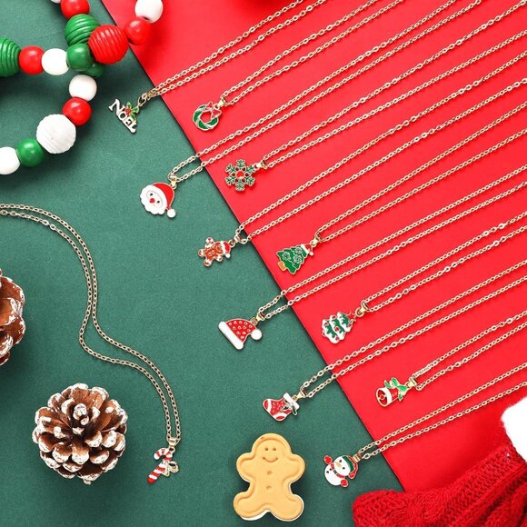 48 Pieces Christmas Necklaces Gift Set - Colorful Santa, Tree, Reindeer, Snowfla - Picture 4 of 7
